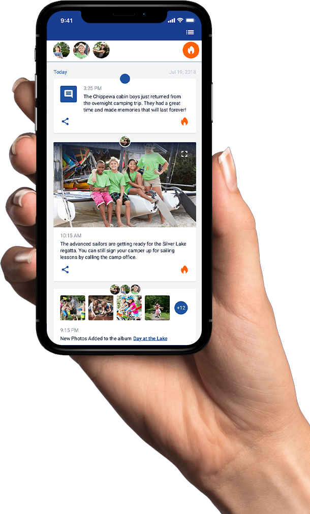 An example of a camp management mobile app