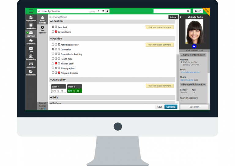 With CircuiTree's camp management software, you can accept camp staff applications through the system. 